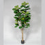 7' Polyester Potted Fiddle Tree W/89 Lvs In 7"Dia Black Pot Green