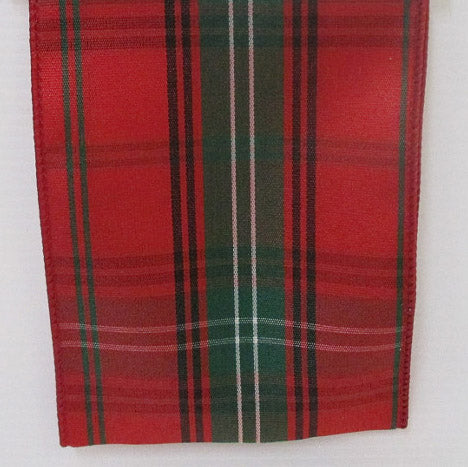 4" Linen Plaid Ribbon - Red/Green