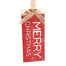 9.5" Merry Christmas Tag Ornament - Red/Natural