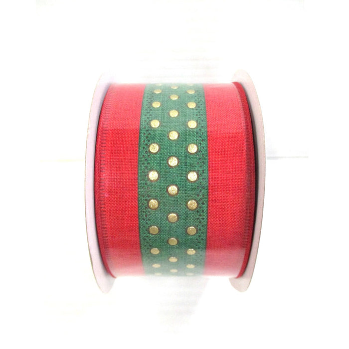 Metallic Dot Ribbon - Red/Green