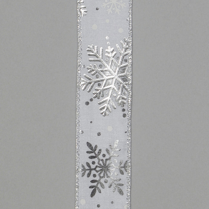 Metallic Snowflake Ribbon - Silver