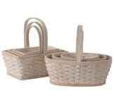 Set of 3 white wash baskets