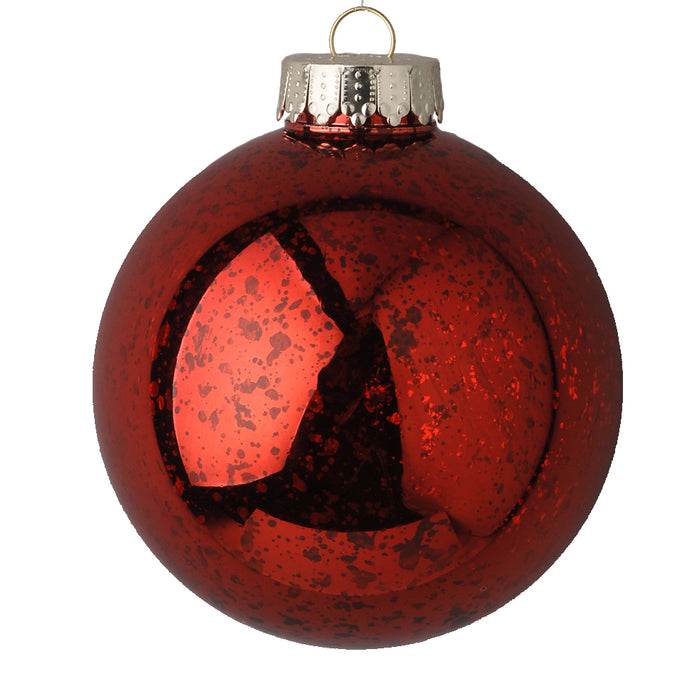100 Mm Pearl Plastic Ball Ornament w/Hanger - Red (4/Box)