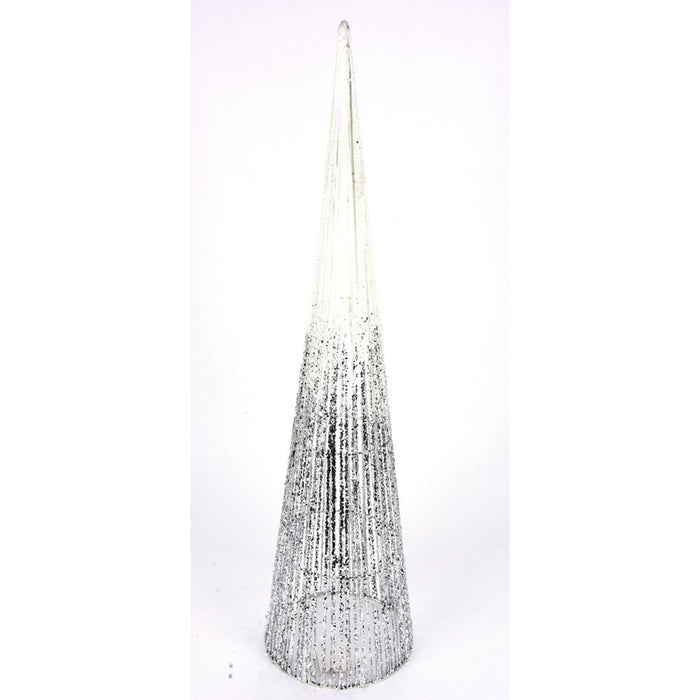 Glitter Cone Tree 32''X 8'' - White/Silver