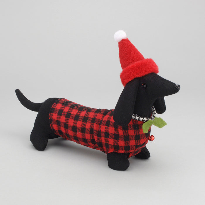 15 1/4" Wiener Dog w/Hat & Coat - Black