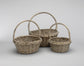 Set/3 Round Grey Wash Full Willow Basket w/Handle - Grey Wash