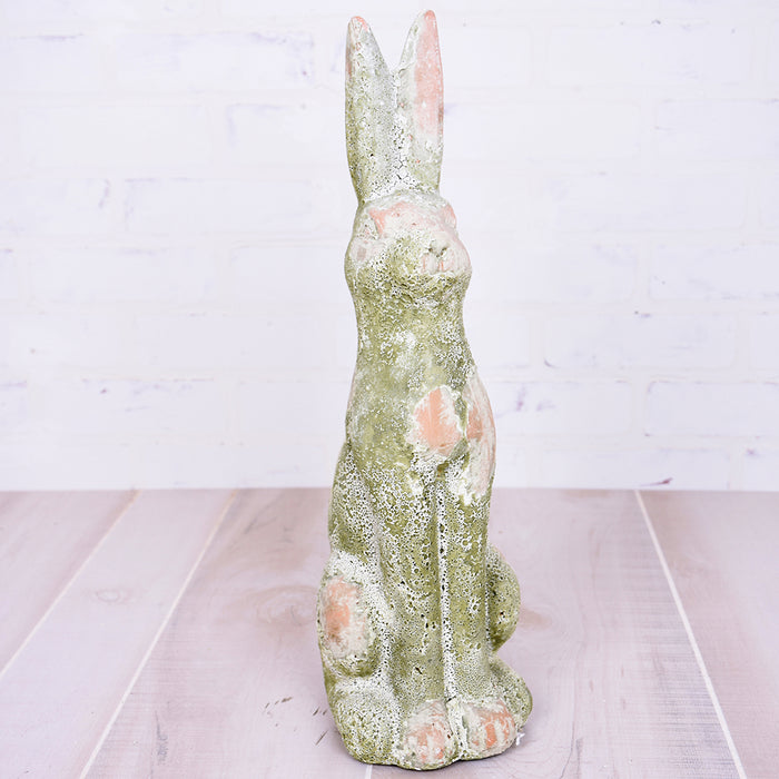 18" Ceramic Moss Rabbit - Green Wash