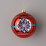 150 Mm Vintage Starburst Plastic Ball Ornament - Red/Pink/Turquoise/Silver