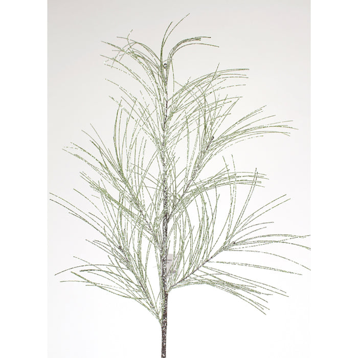 Wispy Pine Branch Glitter 36" - Platinum Green