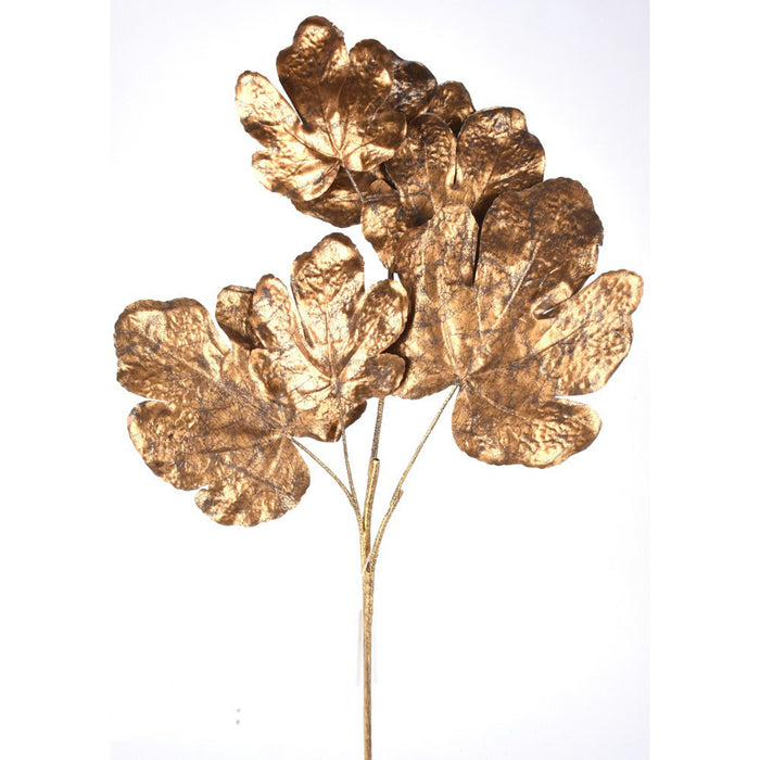 Metallic Fig Leaf Spray 27" - Umber