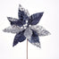 Velvet Frost Poinsettia Pick 18" - Navy