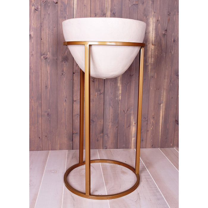 28" X 14" Iron Pedestal Container w/Stand - Stone/Gold