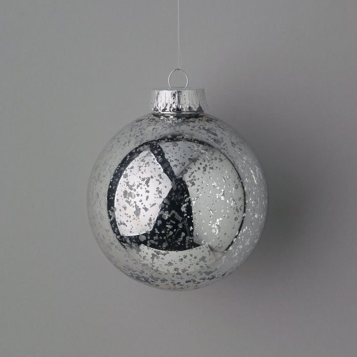 100 Mm Pearl Plastic Ball Ornament w/Hanger - Silver (4/Box)