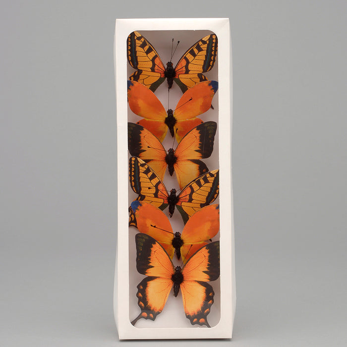 3" Painted Butterfly on Wire - Orange