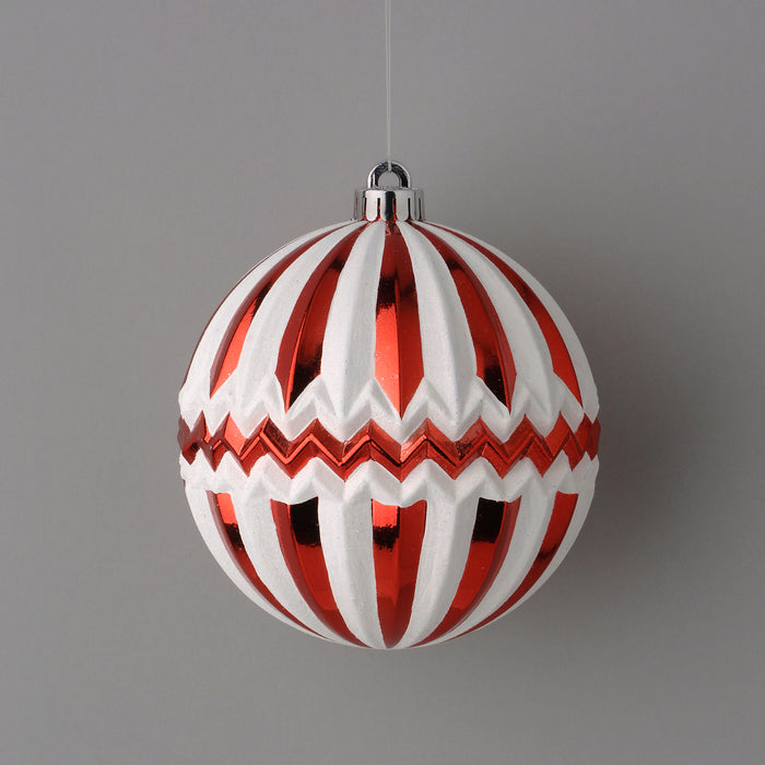 150 Mm Balloon Plastic Ball Ornament - Shiny Red/White