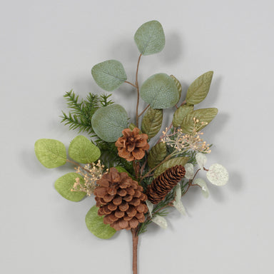 20" Pine/Leaves Spray w/Berries & Lacquered Cones