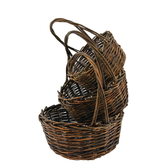 Set of 3 Round Baskets w/Handle